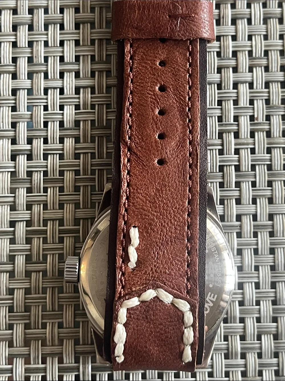 Lucky Brand Silver-Tone Case Watch with Brown Leather Strap